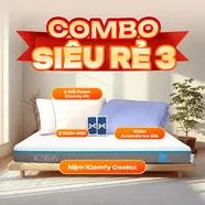 Combo Siêu rẻ 3: 1 Đệm Coolax + 1 chăn Ice silk + 2 gối Fit - tiết kiệm 827K