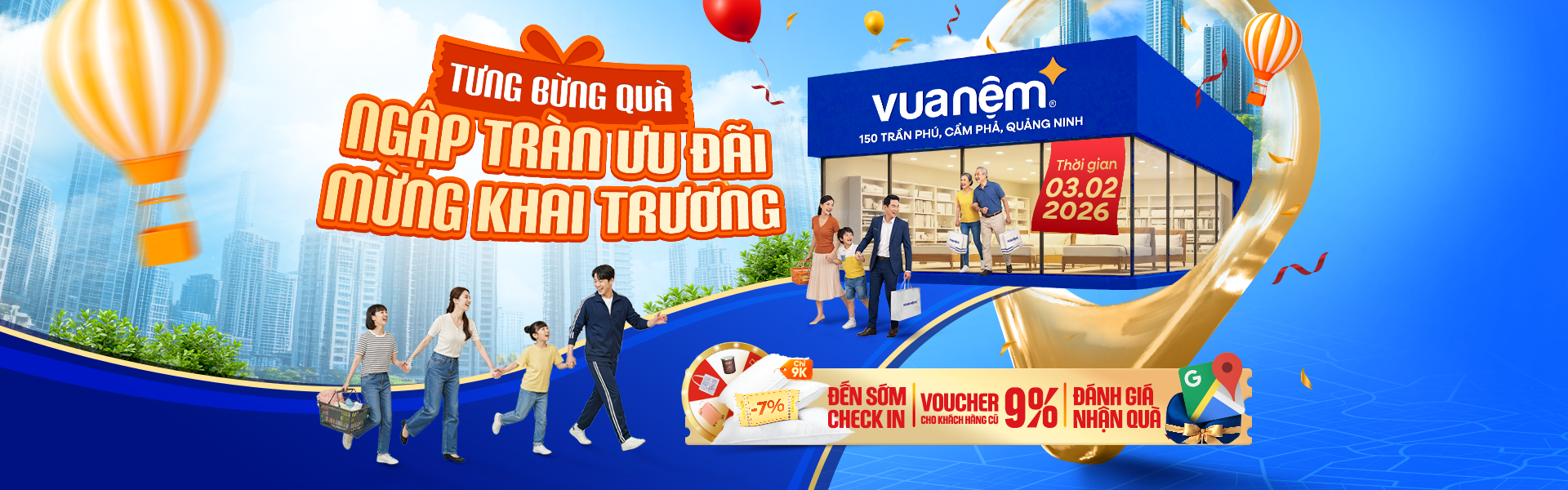 Khai trương vua nệm cẩm phả