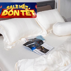 Bộ chăn ga lụa tencel cao cấp Amando Lagom 5 chi tiết màu kem/be