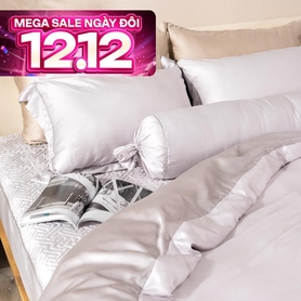 Bộ chăn ga phủ chần lụa tencel cao cấp Amando Élan 5 chi tiết màu xám