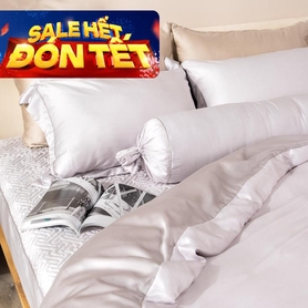 Bộ chăn ga phủ chần lụa tencel cao cấp Amando Élan 5 chi tiết màu xám