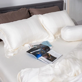 Bộ chăn ga lụa tencel cao cấp Amando Lagom 5 chi tiết màu kem/be