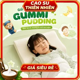Gối cao su trẻ em Gummi Pudding 100% thiên nhiên