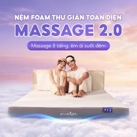 Nệm foam Goodnight Massage 2.0 (Hachi) giảm áp lực dày 15cm