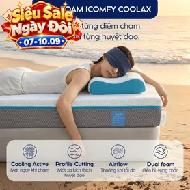 [BST Ngủ Mát] Nệm foam iComfy Coolax đa tầng thoáng mát, massage thư giãn dày 15cm