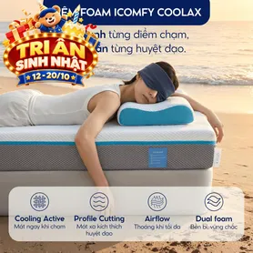 [BST Ngủ Mát] Nệm foam iComfy Coolax đa tầng thoáng mát, massage thư giãn dày 15cm