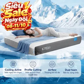 [BST Ngủ Mát] Nệm foam iComfy Coolax Plus Băng Lạnh Đa Tầng Dày 20cm