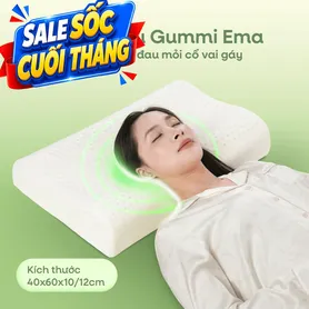 Gối cao su Gummi Ema giảm đau mỏi cổ vai gáy, thiết kế 2 đầu thích hợp cho cả nam và nữ, kích thước 40*60