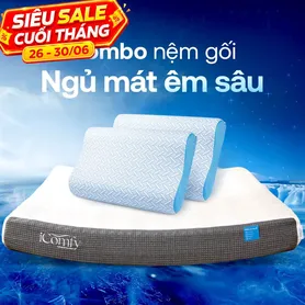 Combo Ngủ Mát Êm Sâu: 1 đệm Coolax Plus + 2 gối Nami