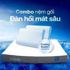Combo Đàn Hồi Thoáng Khí: 1 đệm Cloud 2.0 + 2 gối Nami