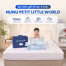 Bộ chăn gối đi học Nunu Petit Little World 5CT