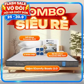 Combo siêu rẻ 1: Đệm Foam iComfy Basic 2.0 kèm ga gối