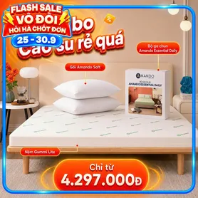Combo Cao su siêu tiết kiệm: Đệm Cao Su Foam Gummi Lite kèm ga gối