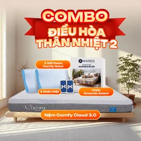 Combo Điều hòa thân nhiệt 2: 1 Đệm Cloud 3.0 + 1 Chăn Azami + 2 gối Nami - tiết kiệm 1318K