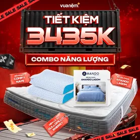 Combo Năng Lượng : 1 Đệm Energy + 1 bộ chăn ga Lagom + 2 gối Nami - tiết kiệm 3435K