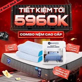 Combo Thanh Xuân : 1 Đệm Spring Air Firm Plus + 1 bộ chăn ga Lagom + 2 gối Nami - tiết kiệm 5960K
