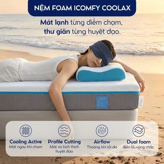 [BST Ngủ Mát] Nệm foam iComfy Coolax đa tầng thoáng mát, massage thư giãn dày 15cm