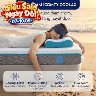 [BST Ngủ Mát] Nệm foam iComfy Coolax đa tầng thoáng mát, massage thư giãn dày 15cm