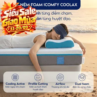 [BST Ngủ Mát] Nệm foam iComfy Coolax đa tầng thoáng mát, massage thư giãn dày 15cm