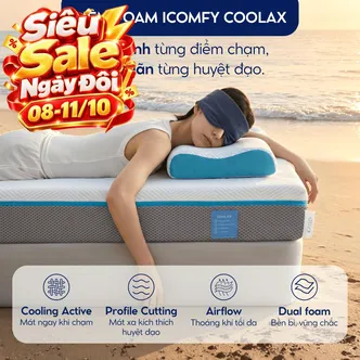 [BST Ngủ Mát] Nệm foam iComfy Coolax đa tầng thoáng mát, massage thư giãn dày 15cm