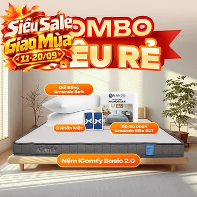 Combo siêu rẻ 1: Đệm Foam iComfy Basic 2.0 kèm ga gối - Ảnh 2