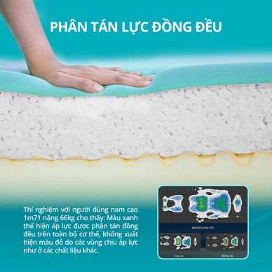 Nệm foam Nhật Bản Aeroflow Fit Plus kháng khuẩn dày 20cm - Ảnh 6