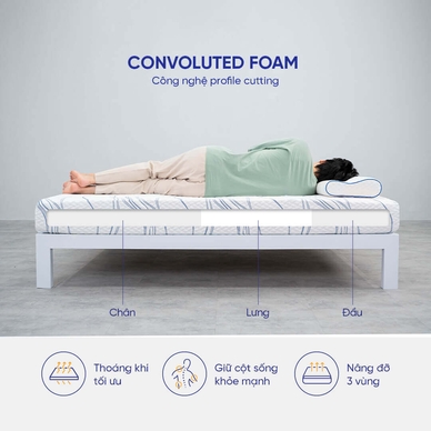 Nệm foam Goodnight Luna 3 vùng massage kháng khuẩn dày 20cm - Ảnh 5