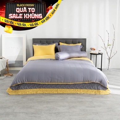 Bộ chăn ga phủ Amando Confident 7 chi tiết màu ghi xám - Ảnh 2