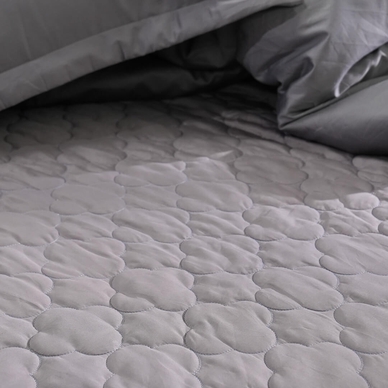 Bộ ga chun chăn chần Amando thêu cotton satin màu xám - Ảnh 6