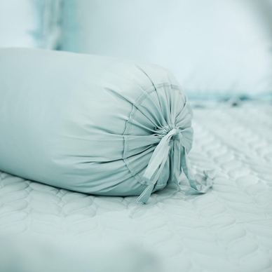 Bộ ga chun chăn chần Amando thêu cotton satin màu xanh lá - Ảnh 8