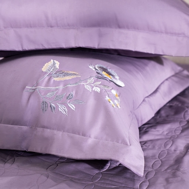 Bộ ga phủ chăn chần Amando thêu cotton satin màu tím - Ảnh 8