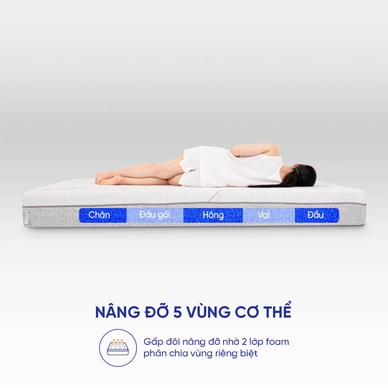 Nệm foam làm mát, kháng khuẩn nâng đỡ 5 vùng Comfy Lux 1.0 - Ảnh 5
