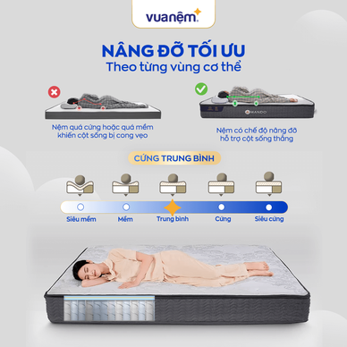 Nệm lò xo Amando Elite Original túi độc lập tiêu chuẩn khách sạn 5 sao dày 23cm - Ảnh 7