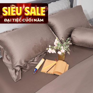 Bộ chăn ga Lụa tencel cao cấp Amando Lagom 5 chi tiết Màu Nâu - Ảnh 2