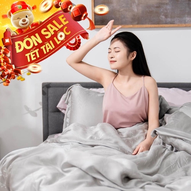 Bộ chăn ga Lụa tencel cao cấp Amando Lagom 5 chi tiết Màu Xám - Ảnh 12