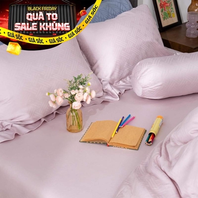 Bộ chăn ga Lụa tencel cao cấp Amando Lagom 5 chi tiết Màu Tím - Ảnh 2
