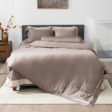 Bộ chăn ga phủ Lụa tencel cao cấp Amando Confident 5 chi tiết Màu Nâu - Thumbnail