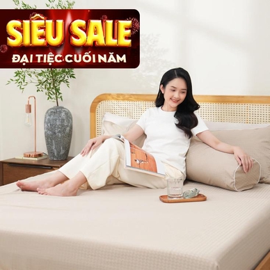 Bộ ga chun polyester gấm Amando Ellie đơn sắc 4 chi tiết Màu Be - Ảnh 2