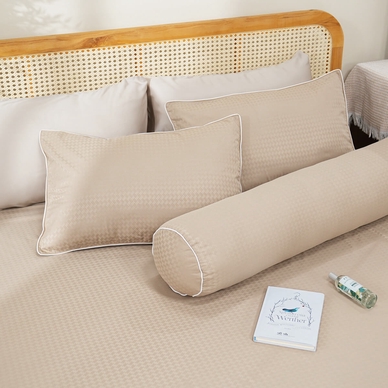 Bộ ga chun polyester gấm Amando Ellie đơn sắc 4 chi tiết Màu Be - Ảnh 6