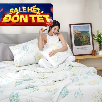 Bộ ga chun tencel Amando Celia 4 chi tiết màu trắng - Thumbnail