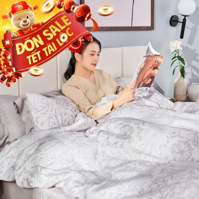 Bộ chăn ga chun chần sợi gỗ thiên nhiên Amando Jamila 5 chi tiết LC004 - Thumbnail