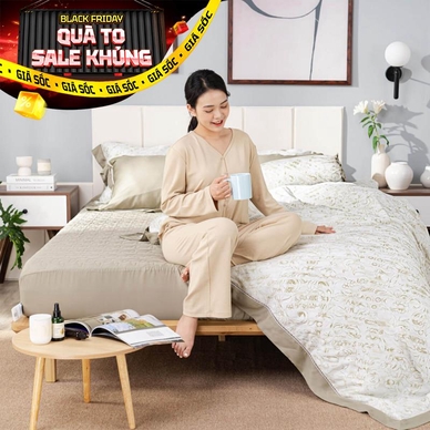 Bộ chăn ga chun sợi gỗ thiên nhiên Amando Jamila 5 chi tiết LC006 - Thumbnail