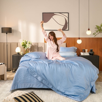 Bộ chăn ga phủ chần lụa tencel cao cấp Amando Élan 5 chi tiết (TC001 và TC005) - Ảnh 6