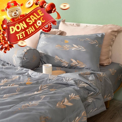 Bộ Ga chun microfiber Amando Ellie họa tiết 4 chi tiết M05 - Ảnh 2