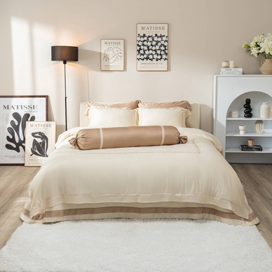 Bộ Chăn ga lụa tencel cao cấp Amando Soulmate 7 chi tiết màu Kem - Ảnh 8