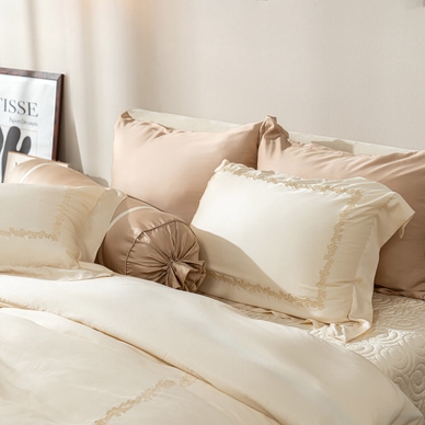 Bộ Chăn ga lụa tencel cao cấp Amando Soulmate 7 chi tiết màu Kem - Ảnh 11