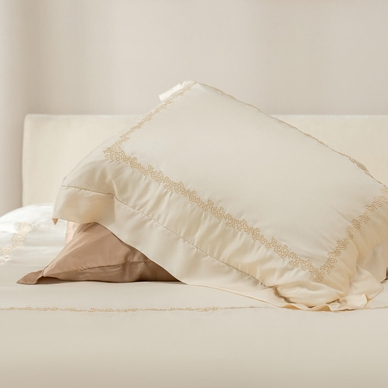 Bộ Chăn ga lụa tencel cao cấp Amando Soulmate 7 chi tiết màu Kem - Ảnh 12