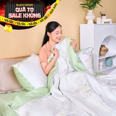 Bộ chăn ga phủ sợi gỗ thiên nhiên Amando Jamila 5 chi tiết LC007 - Ảnh 2