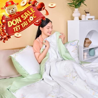 Bộ chăn ga phủ sợi gỗ thiên nhiên Amando Jamila 5 chi tiết LC007 - Ảnh 2