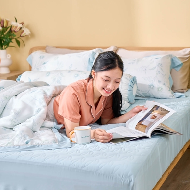 Bộ chăn ga chun sợi gỗ thiên nhiên Amando Jamila 5 chi tiết LC011 - Ảnh 2